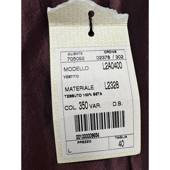 Vintage Armani 90s Made In Italy Silk Dress Burgundy IT 40 US 6 Y2K Cocktail NWT - Picture 12 of 16